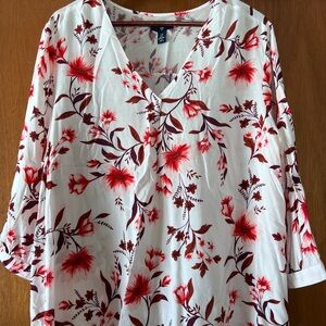 GAP Red Floral Blouse - White Base